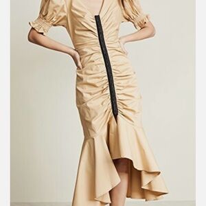 Elegant Beige Ruffled Dress